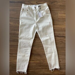 Lightly distressed white jeans, Size 30